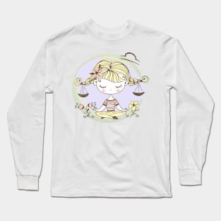 Zodiac Libra Cute Kid Design Horoscope Gift Long Sleeve T-Shirt